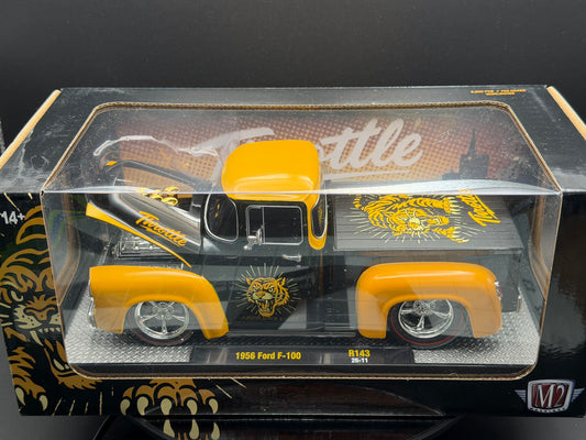 M2 Machines 1956 Ford F-100 – Tiger Graphics – Black & Orange – R143 – 1:24 Diecast