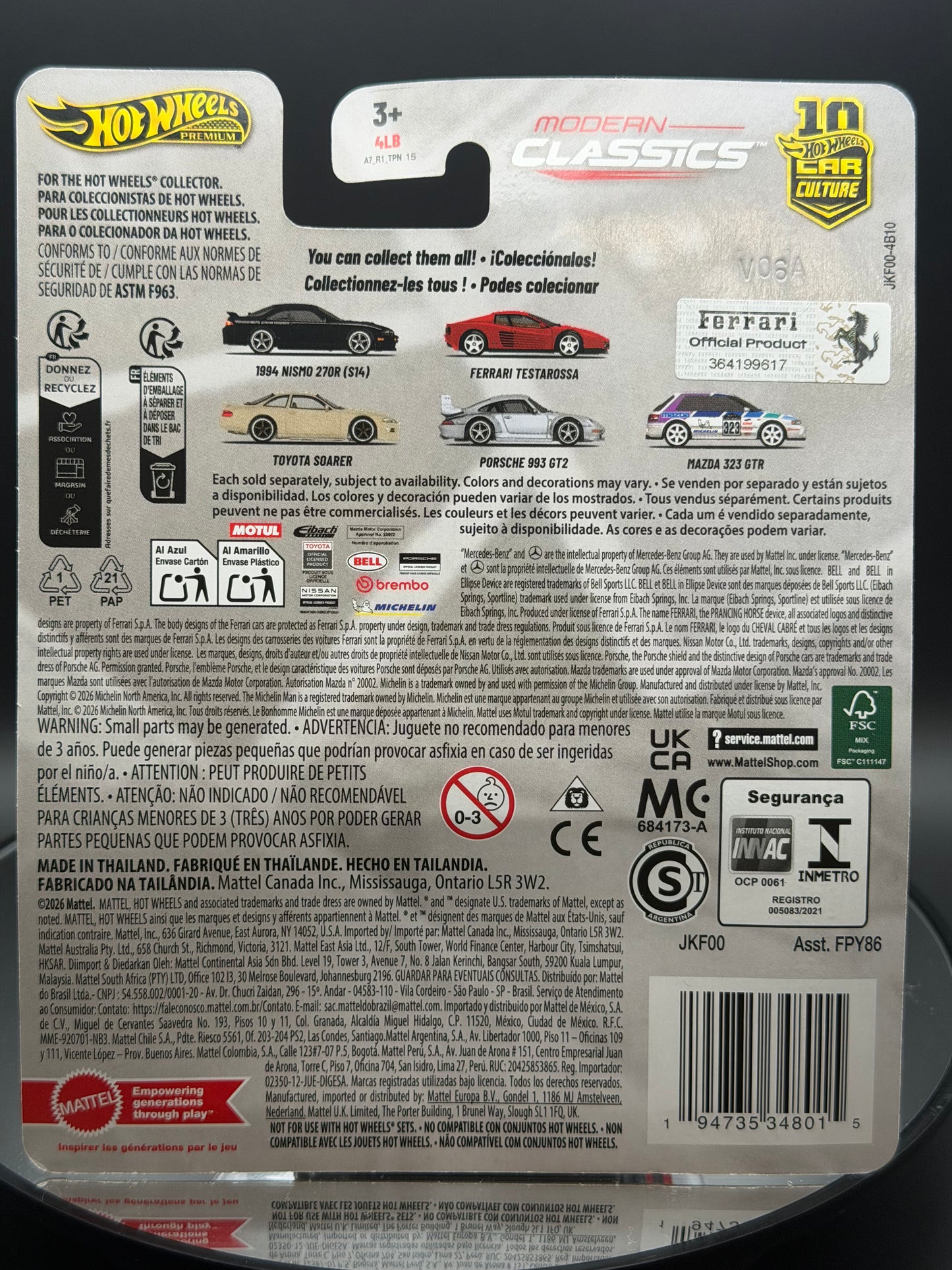 Hot Wheels Premium Car Culture: Modern Classics—Ferrari Testarossa (1:64 Scale)